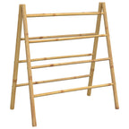 Escalera toallero doble con 4 peldaños bambú 90x50x100 cm