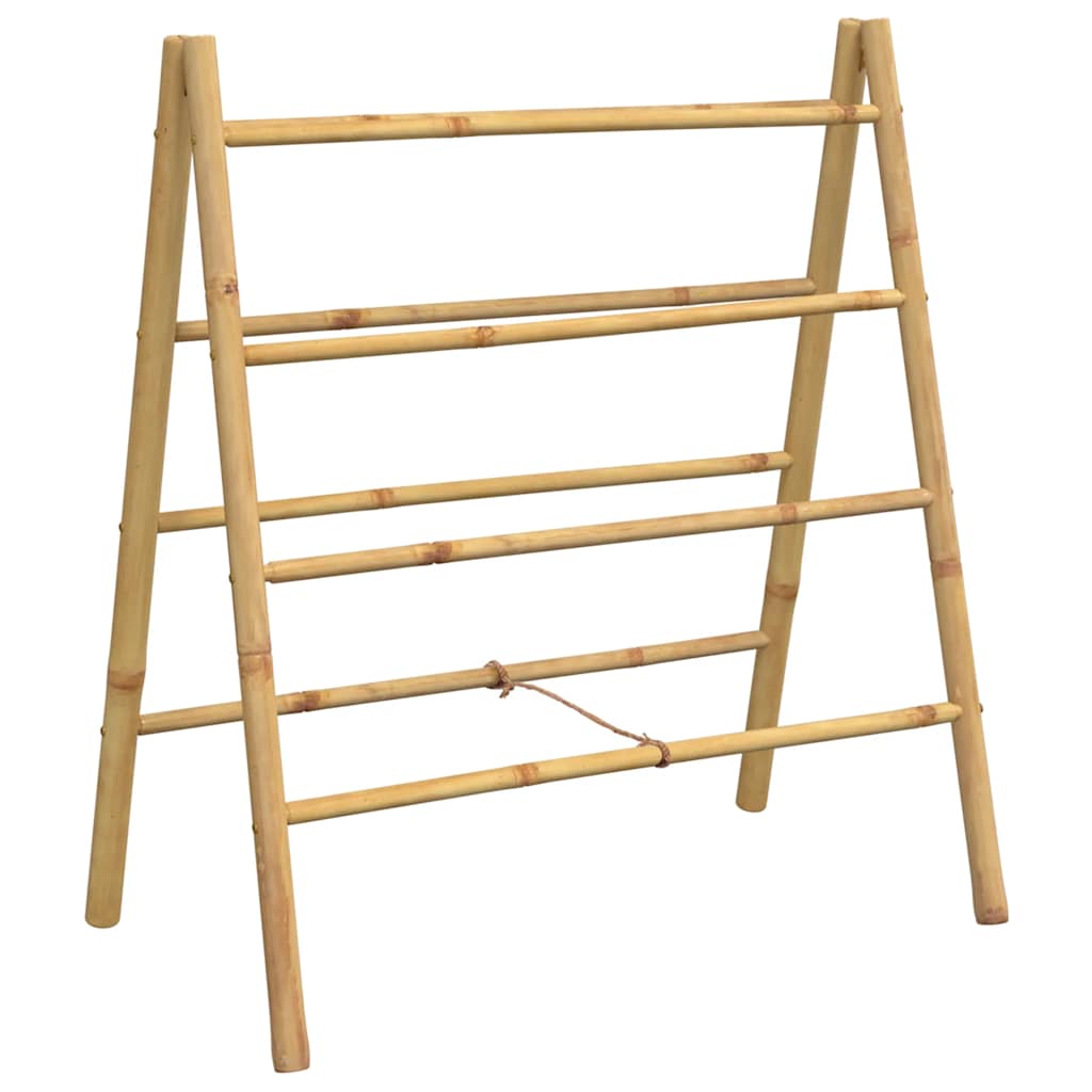 Escalera toallero doble con 4 peldaños bambú 90x50x100 cm