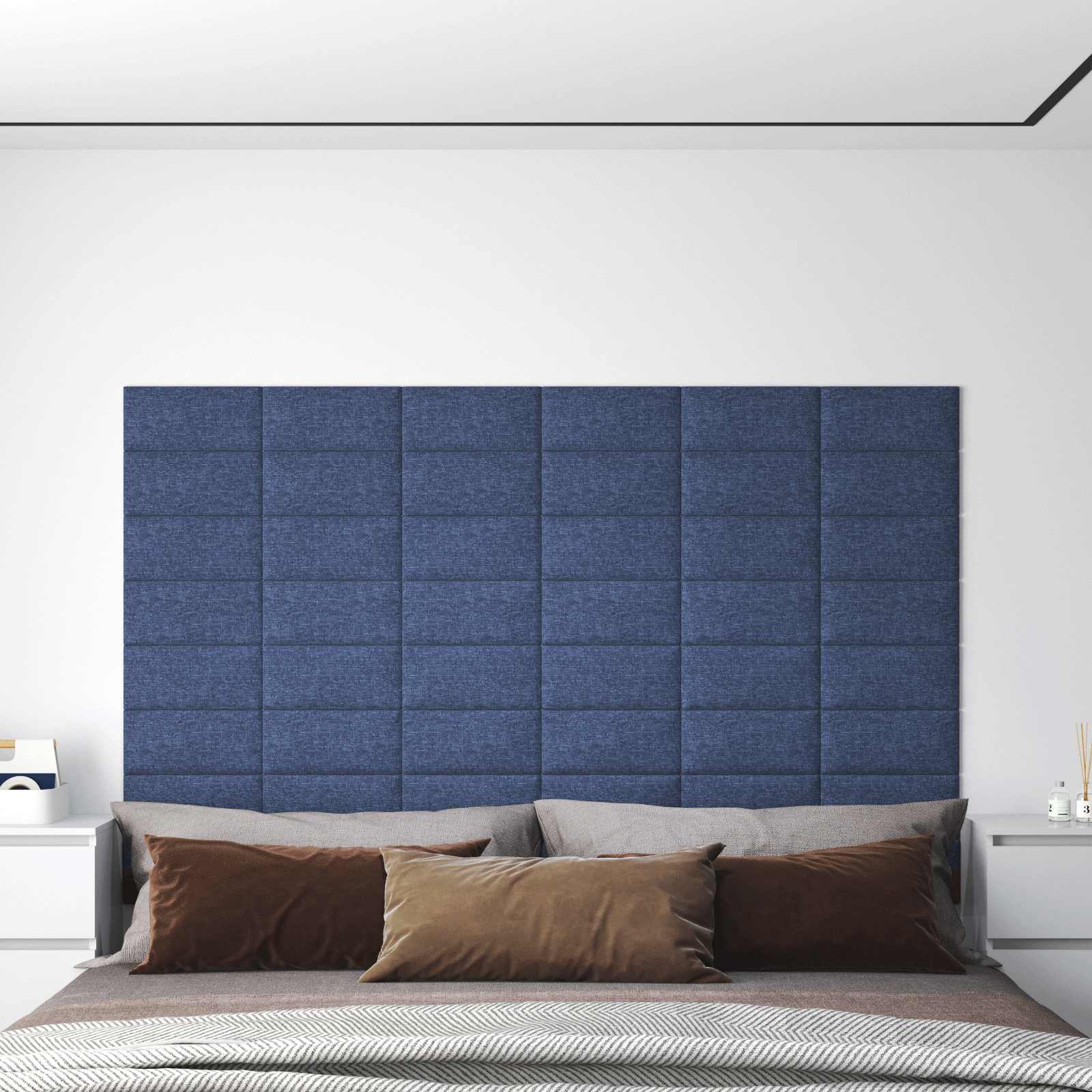 Cabecero de Pared 12 pcs Azul 30 x 15 cm tela
