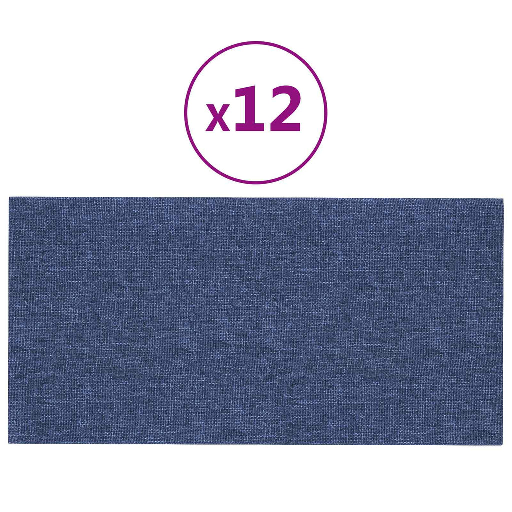 Cabecero de Pared 12 pcs Azul 30 x 15 cm tela
