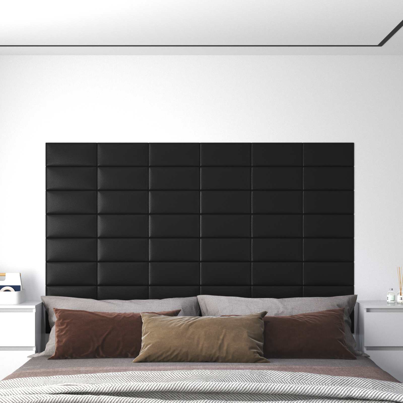 Cabecero de Pared 12 pcs Capuchino 30 x 15 cm tela