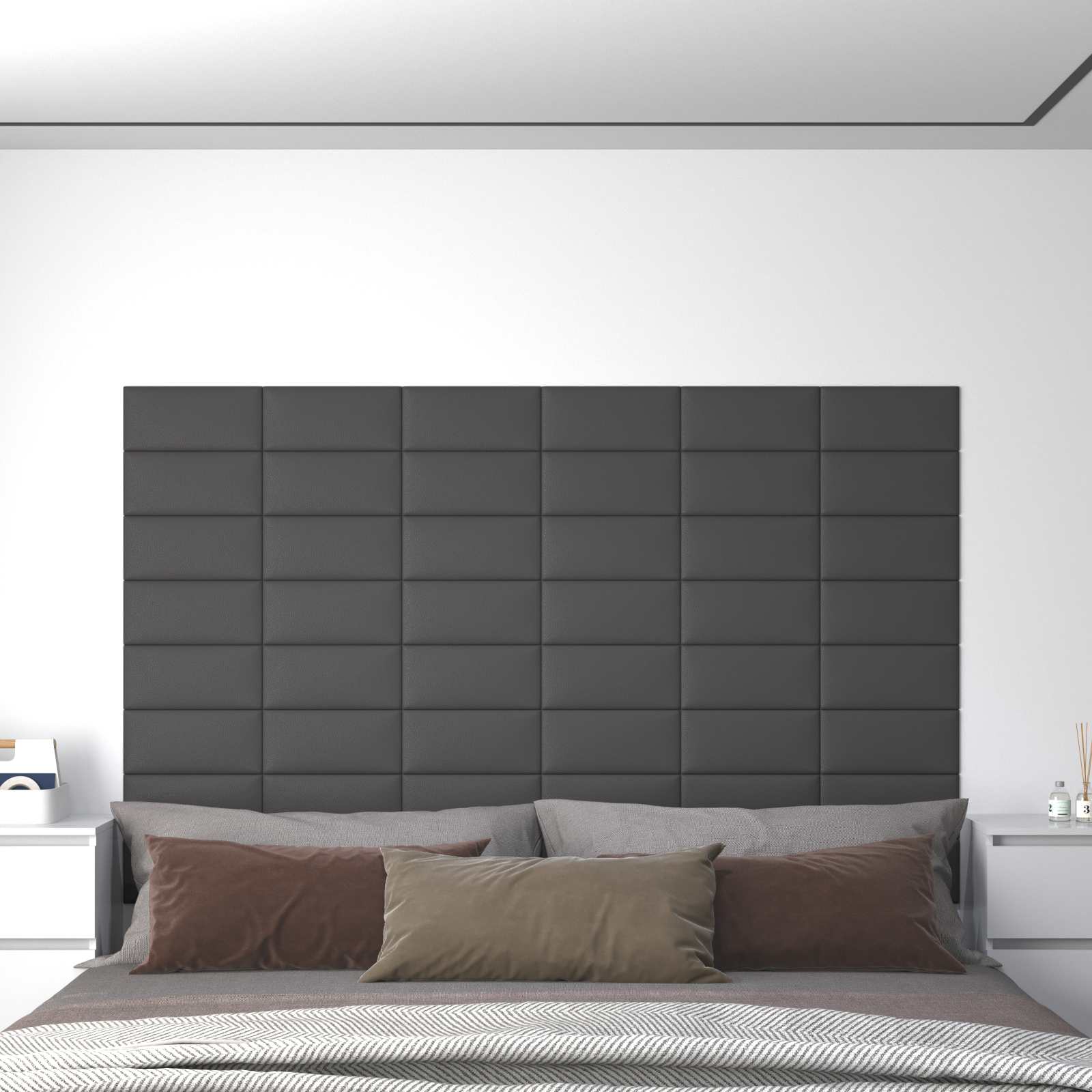 Cabecero de Pared 12 pcs Capuchino 30 x 15 cm tela