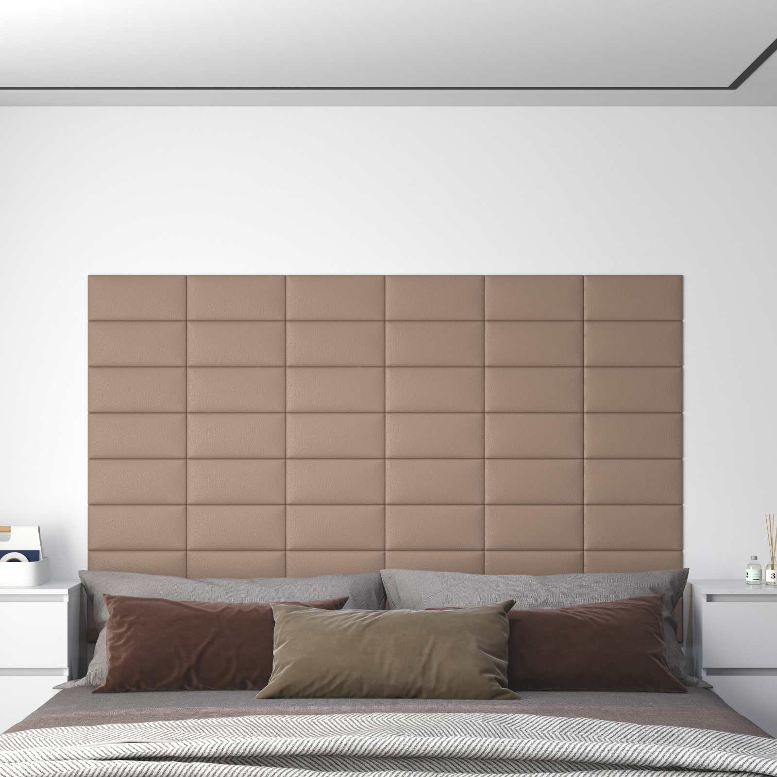 Cabecero de Pared 12 pcs Capuchino 30 x 15 cm tela