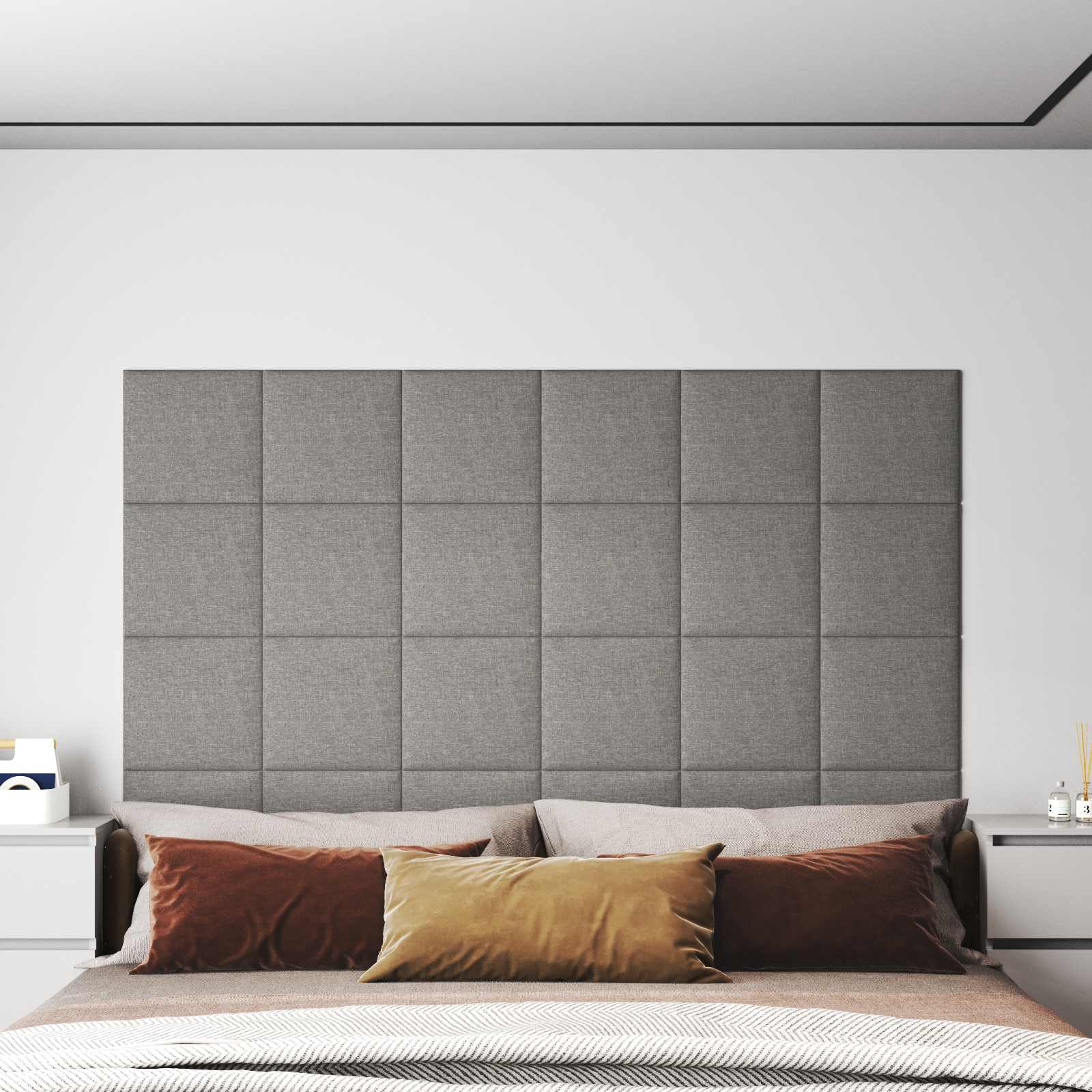 Cabecero de Pared 12 pcs Azul 30 x 15 cm tela