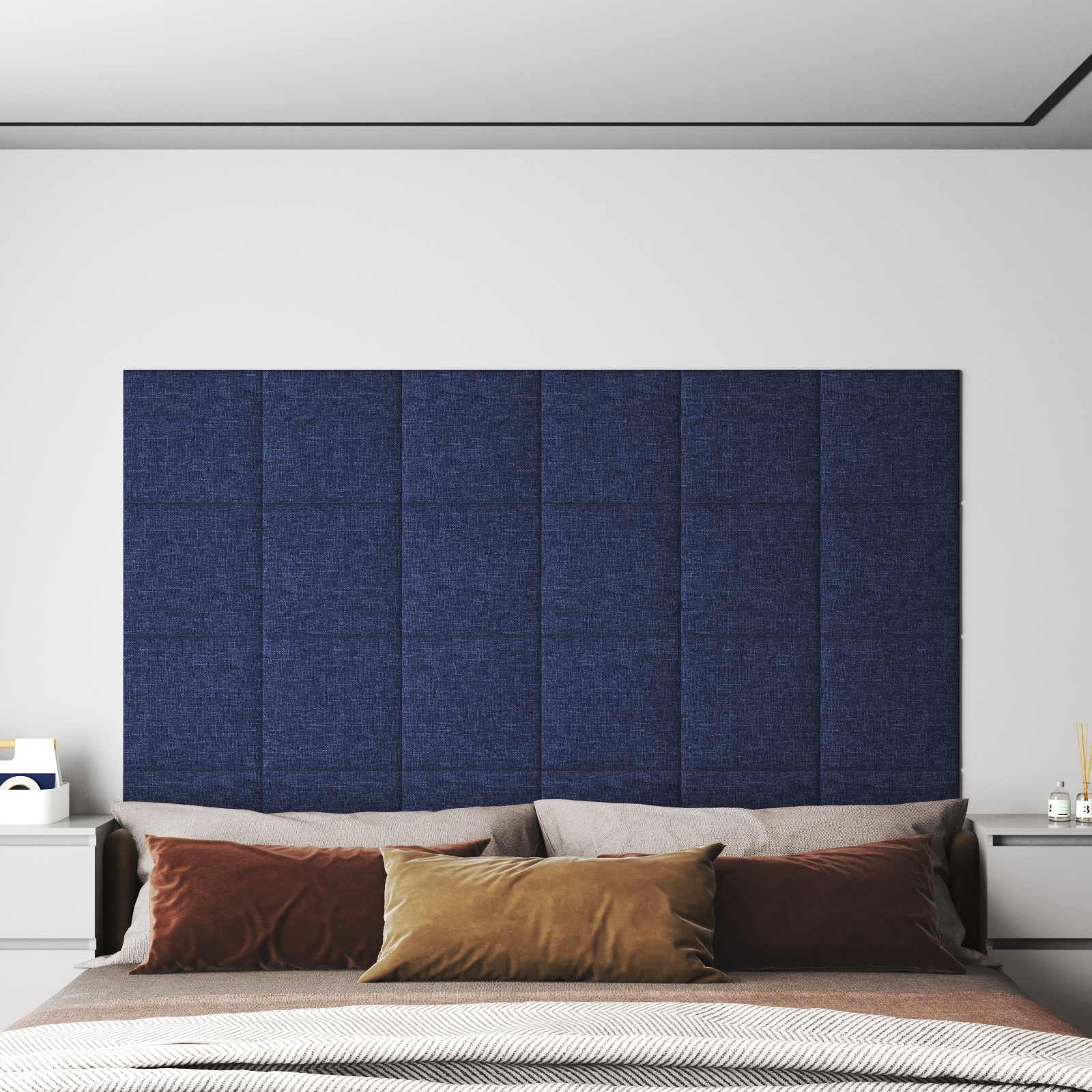 Cabecero de Pared 12 pcs Azul 30 x 15 cm tela