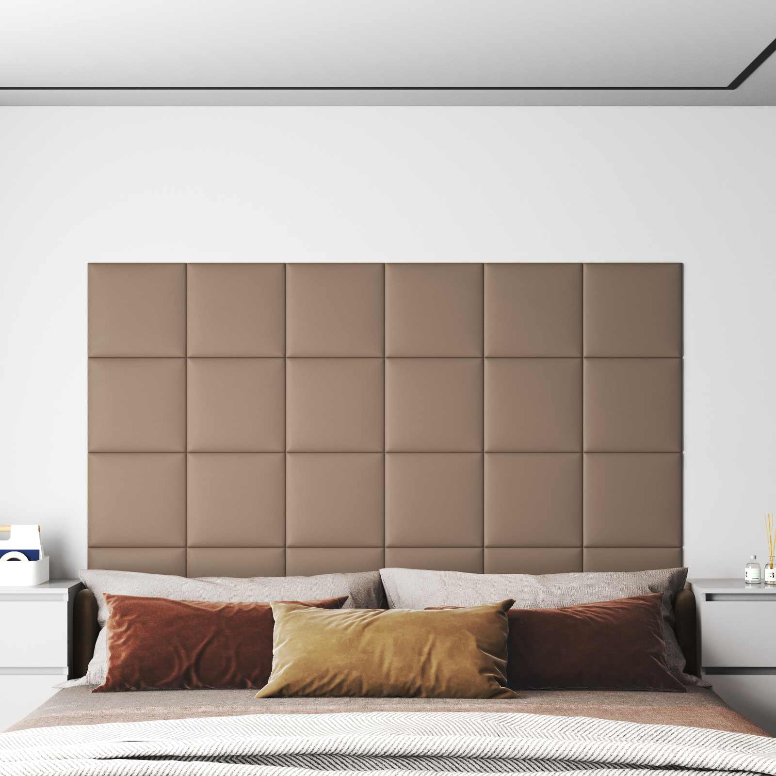Cabecero de Pared 12 pcs Capuchino 30 x 15 cm tela