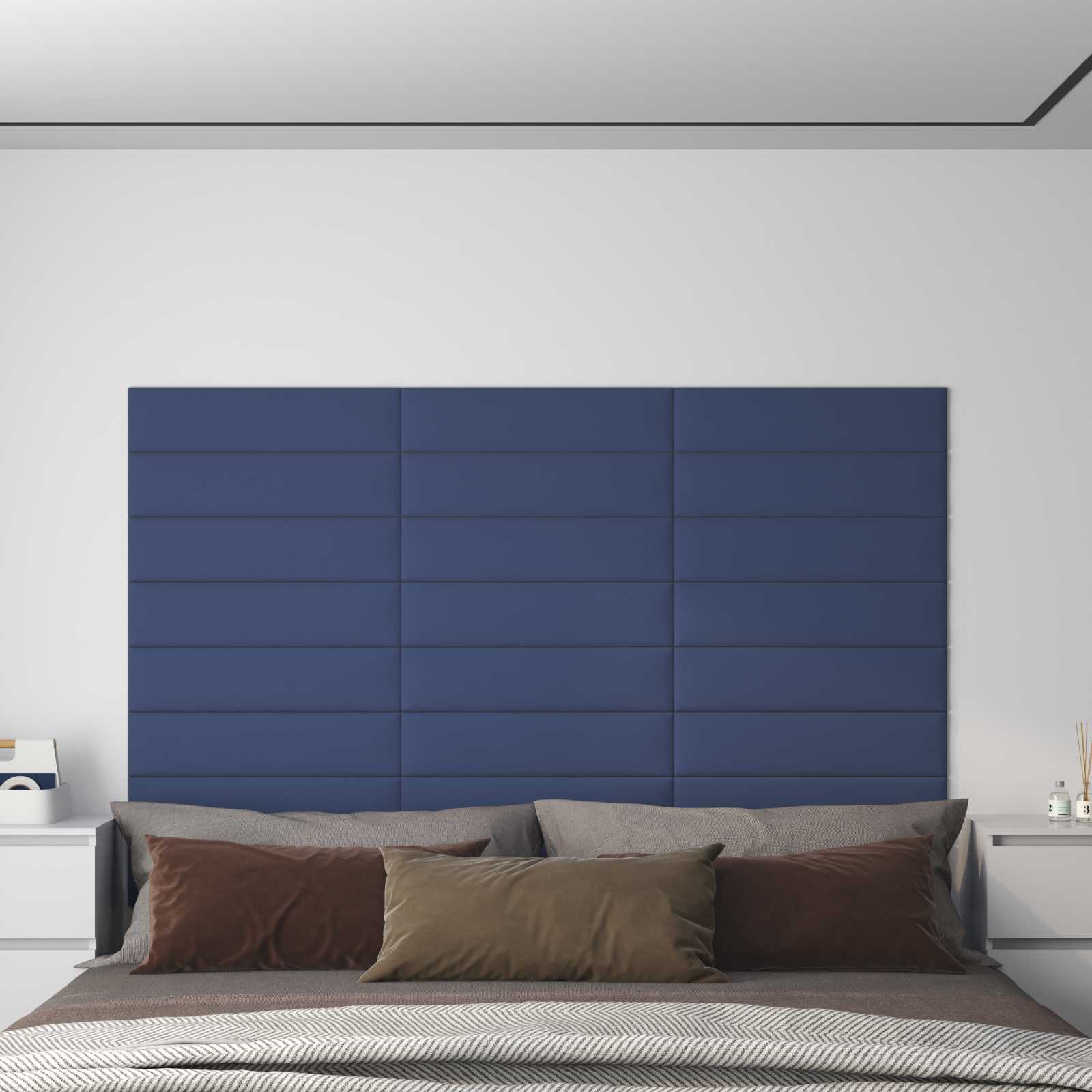 Cabecero de Pared 12 pcs Azul 30 x 15 cm tela