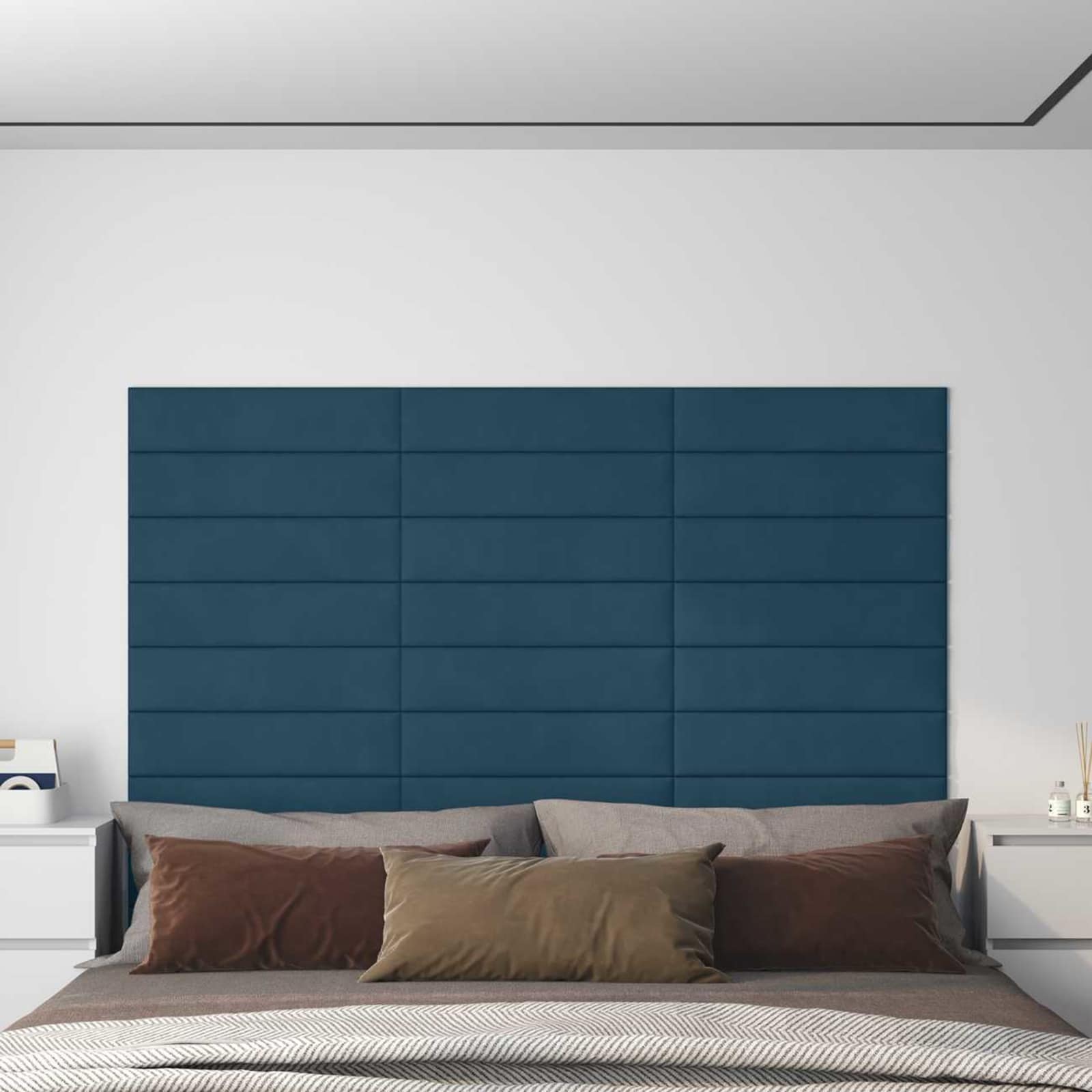 Cabecero de Pared 12 pcs Azul Terciopelo