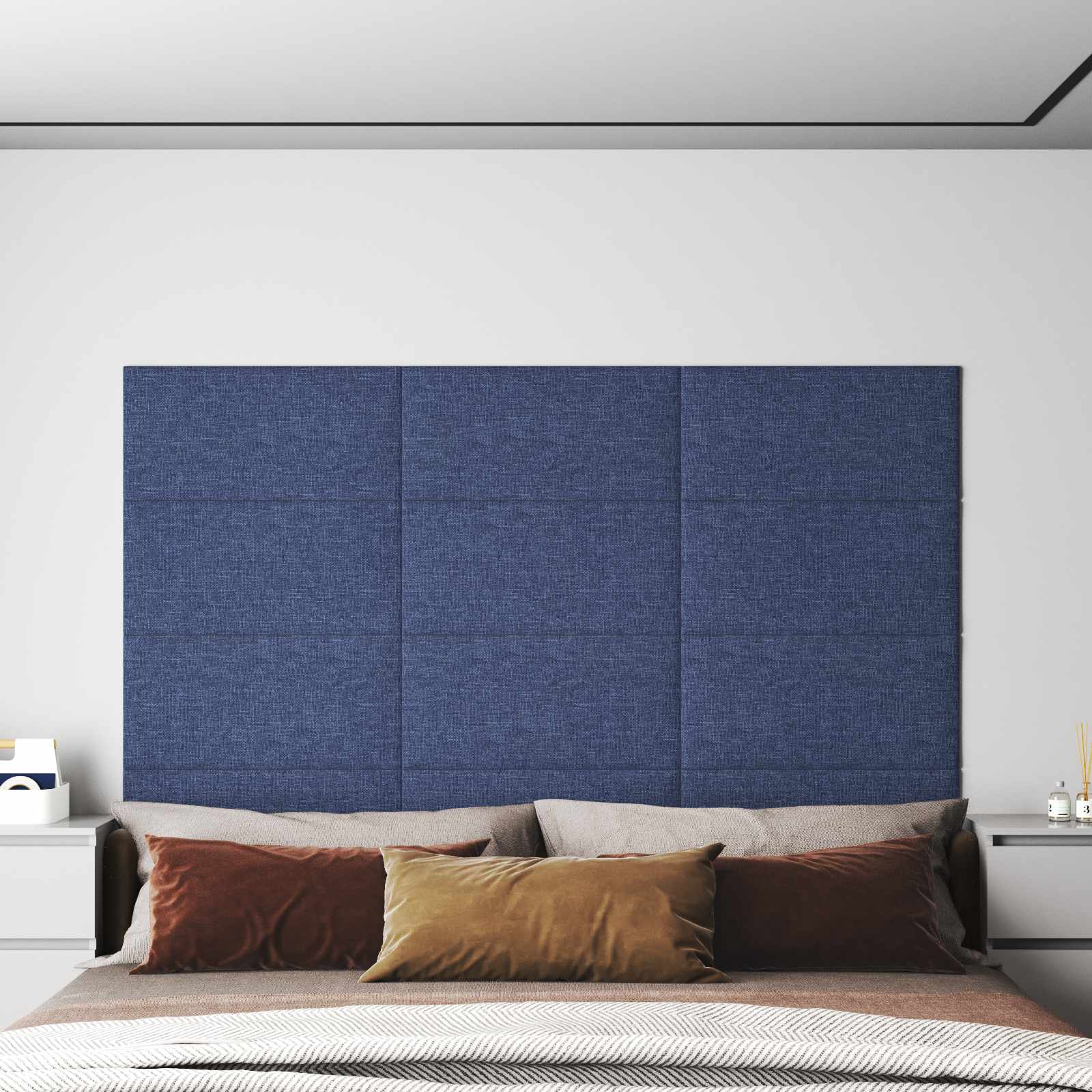 Cabecero de Pared 12 pcs Azul 30 x 15 cm tela