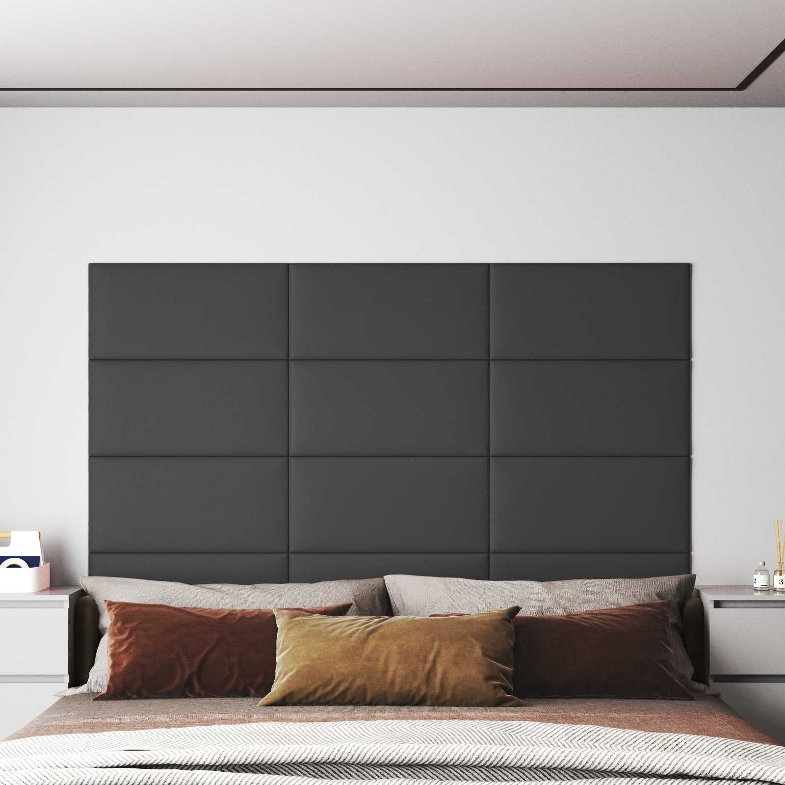 Cabecero de Pared 12 pcs Capuchino 30 x 15 cm tela