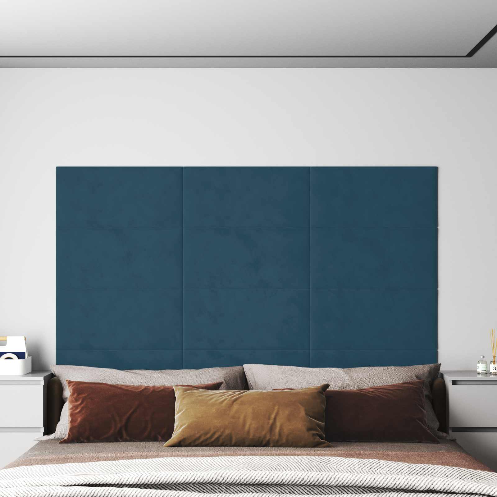 Cabecero de Pared 12 pcs Azul Terciopelo