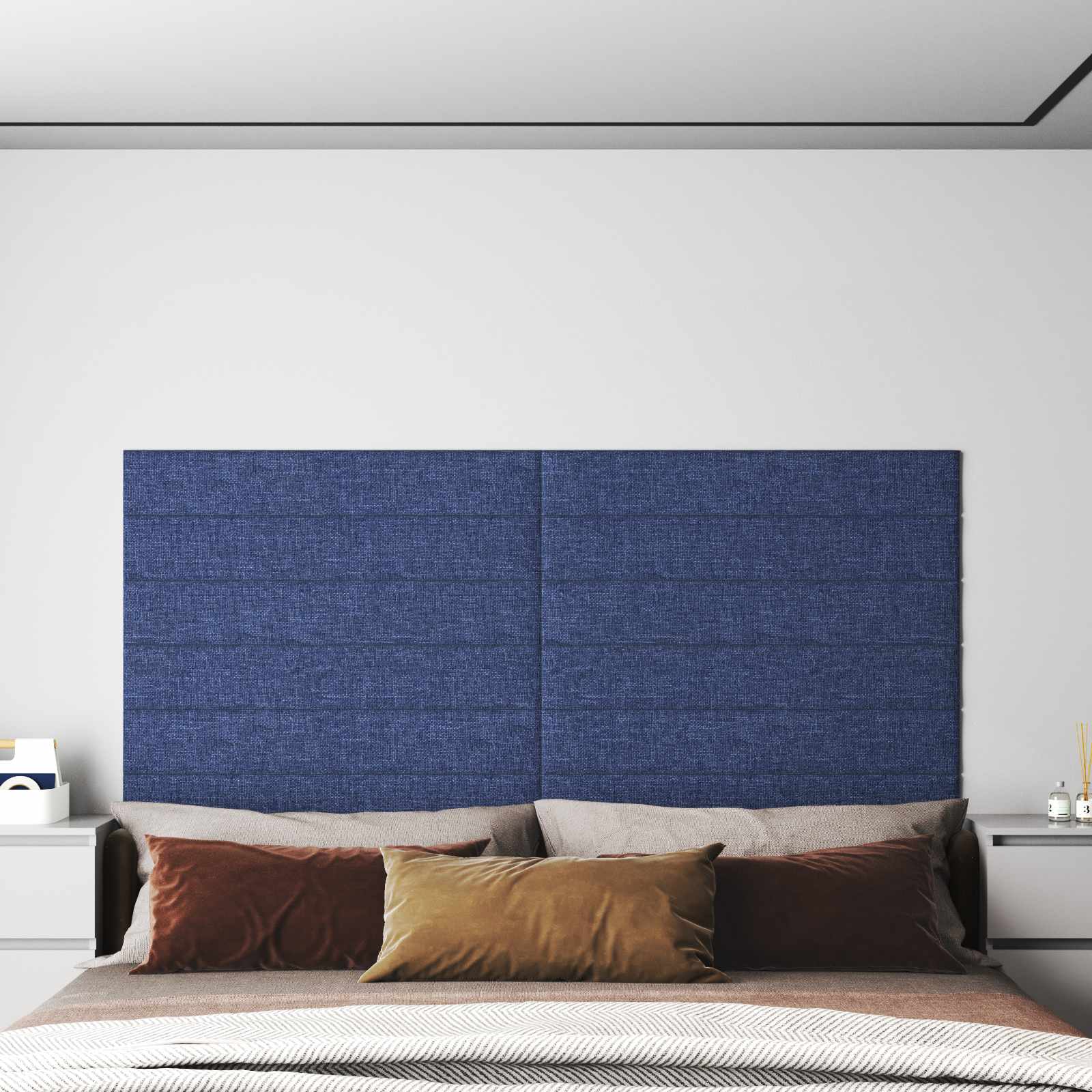 Cabecero de Pared 12 pcs Azul 30 x 15 cm tela