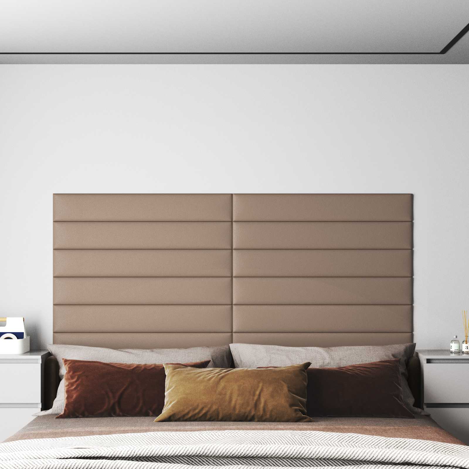 Cabecero de Pared 12 pcs Capuchino 30 x 15 cm tela