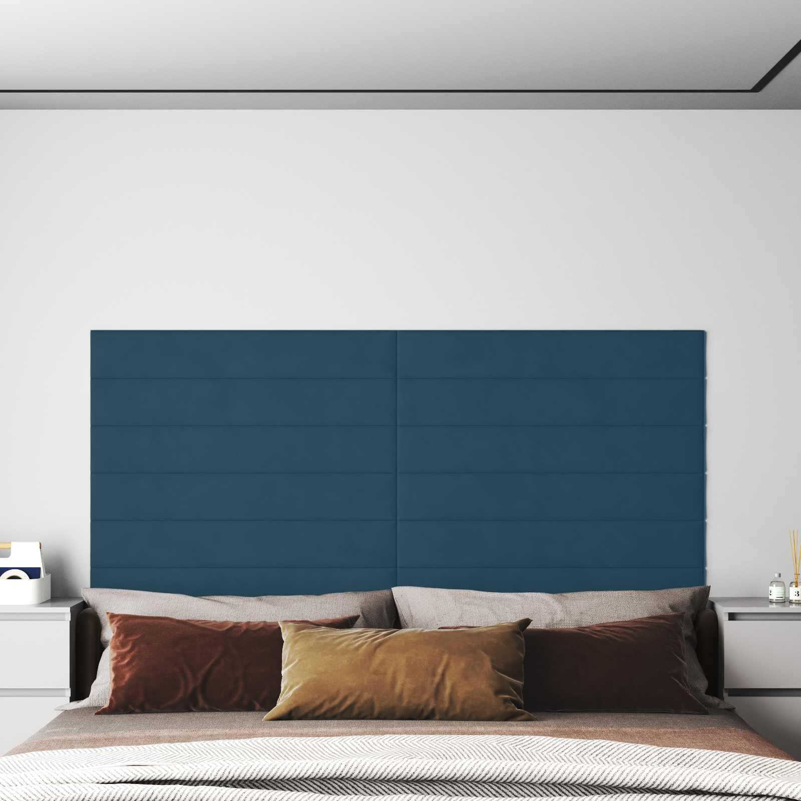 Cabecero de Pared 12 pcs Azul Terciopelo
