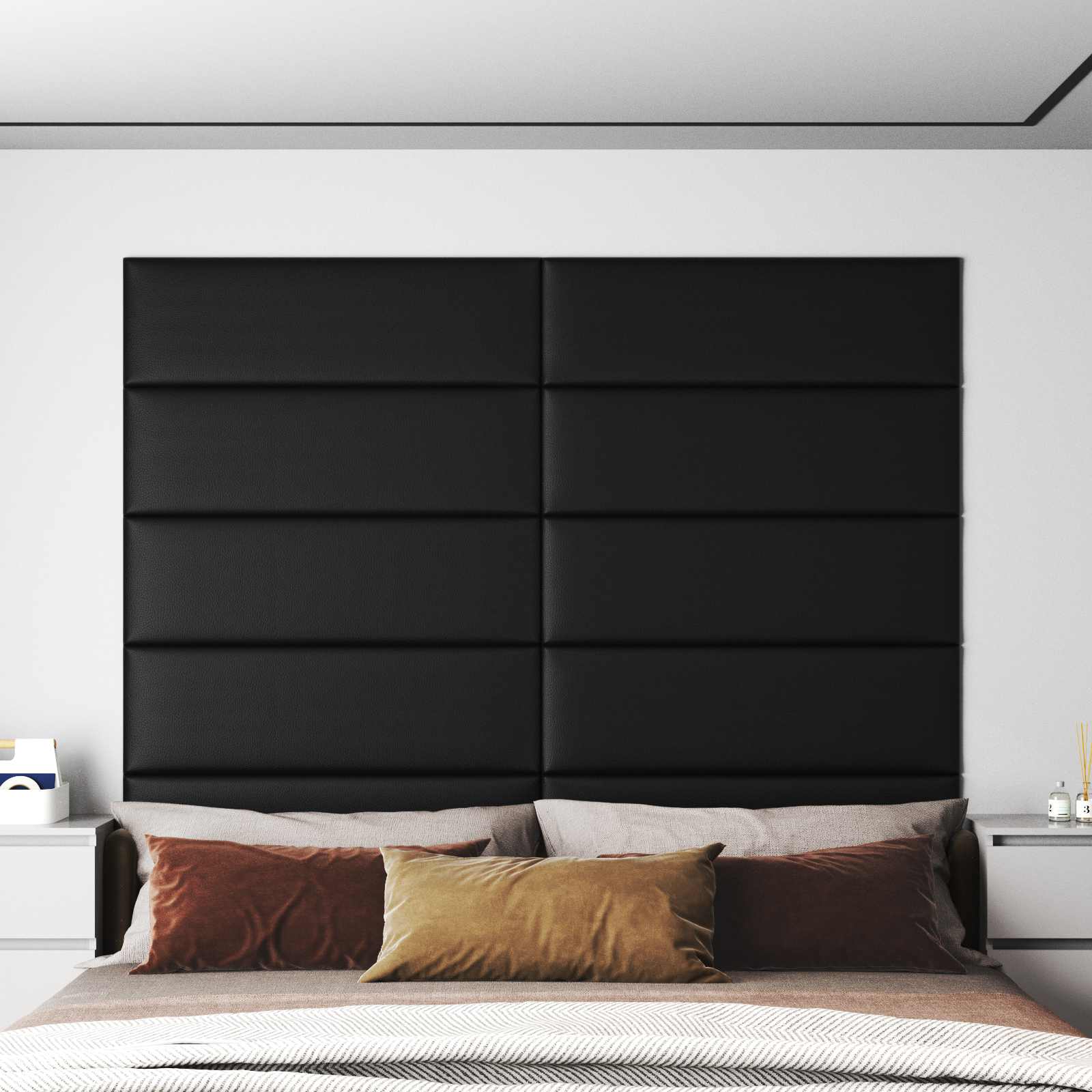 Cabecero de Pared 12 pcs Capuchino 30 x 15 cm tela