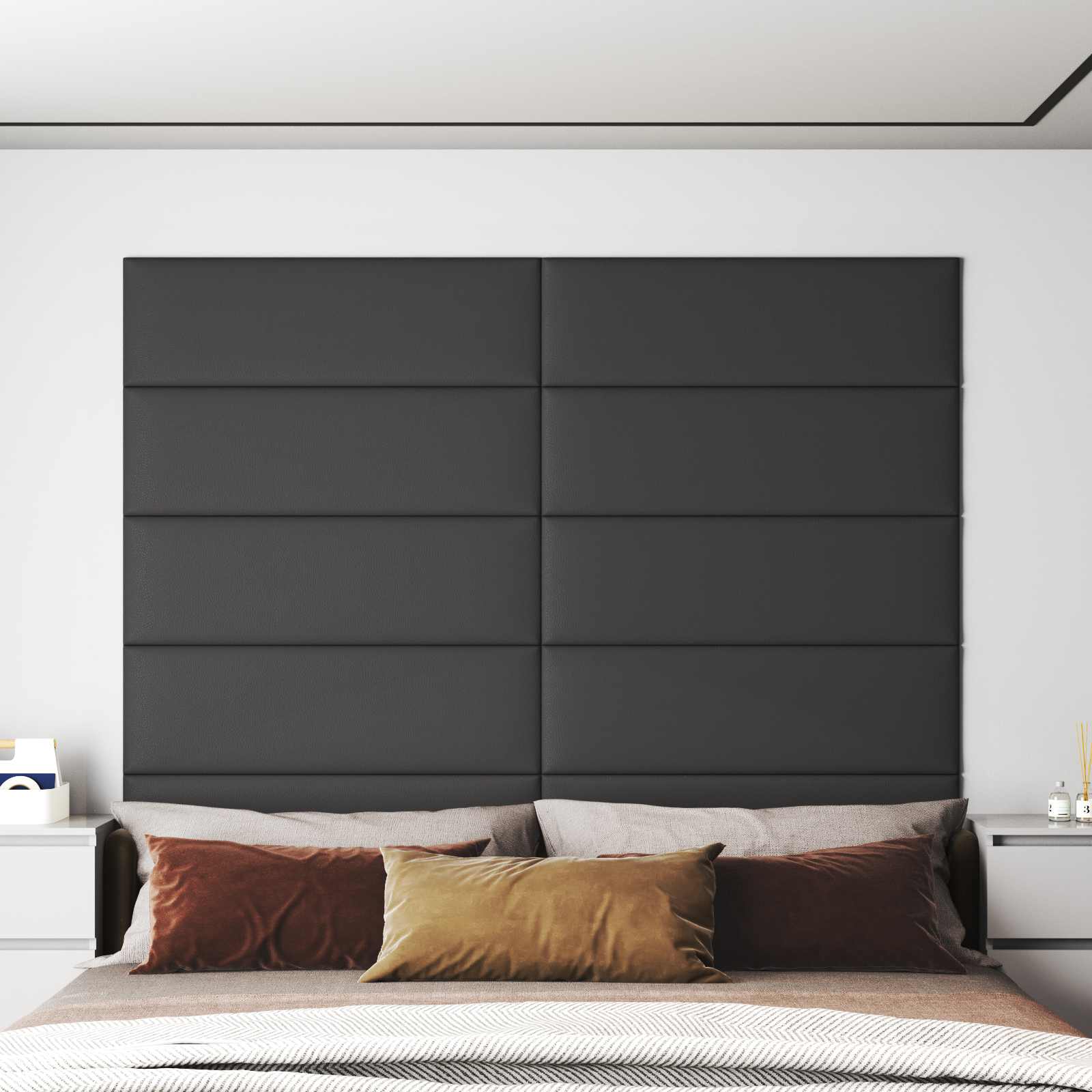 Cabecero de Pared 12 pcs Capuchino 30 x 15 cm tela