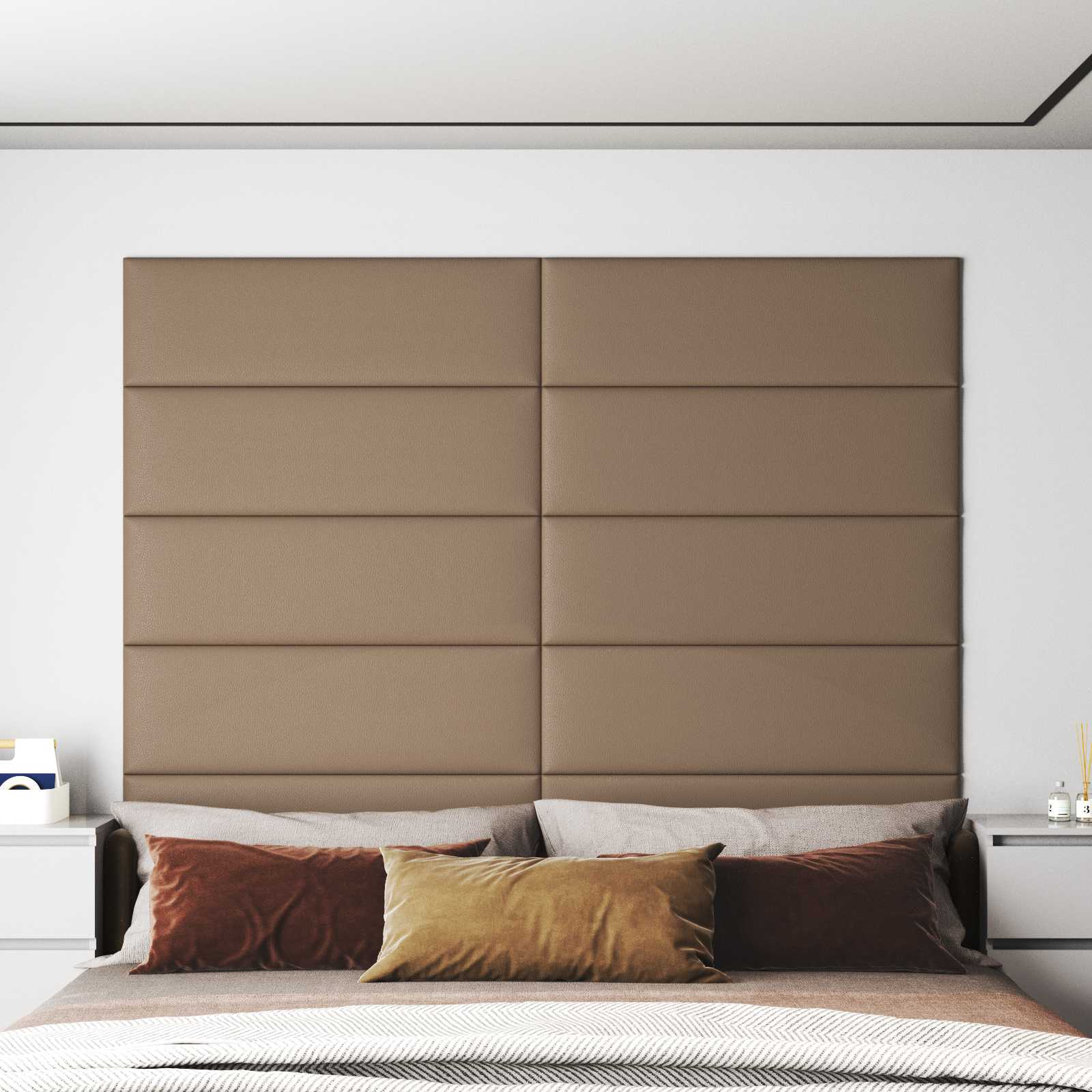 Cabecero de Pared 12 pcs Capuchino 30 x 15 cm tela