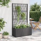 Jardinera con enrejado PP azul gris 120x40x142 cm