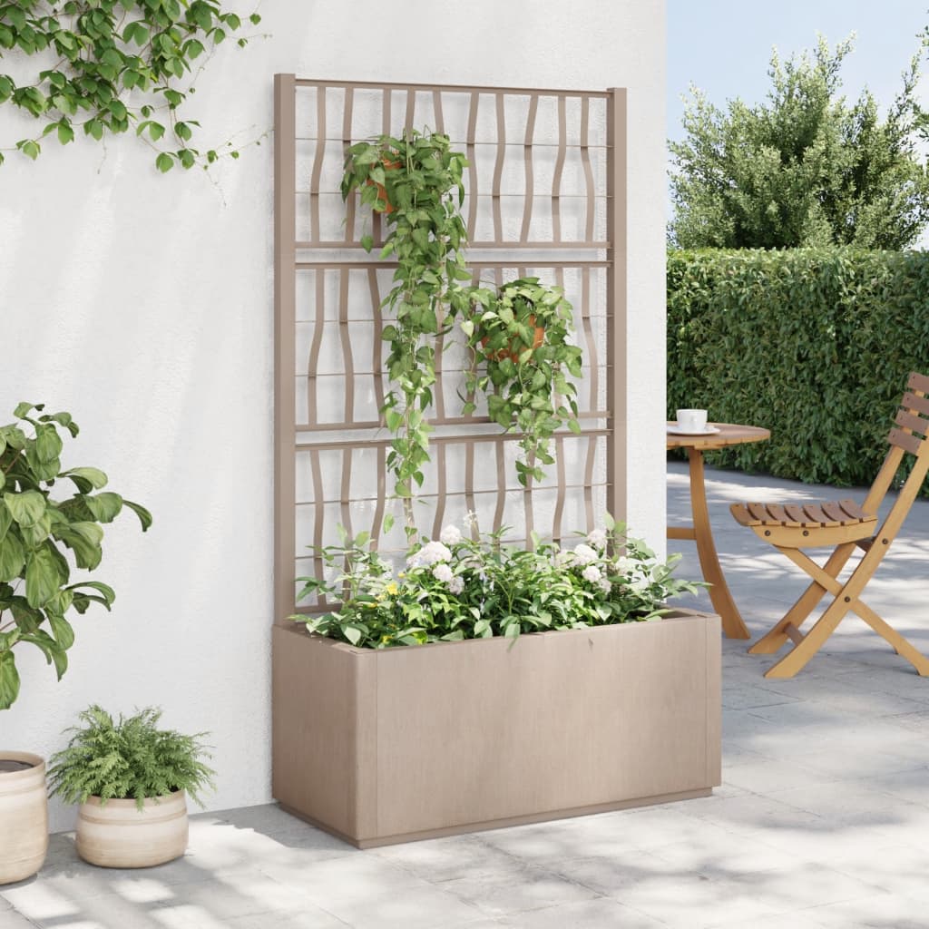 Jardinera con enrejado PP azul gris 120x40x142 cm