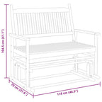 Banco deslizante madera maciza de álamo blanco 118x70x104,5 cm