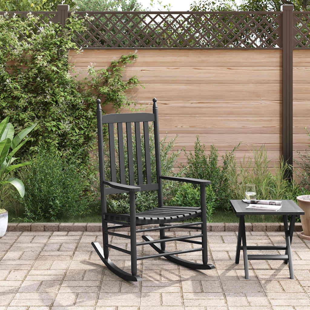 Mecedora con asiento curvo madera maciza de álamo negro