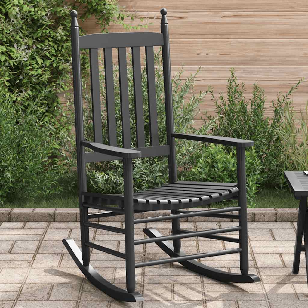 Mecedora con asiento curvo madera maciza de álamo negro