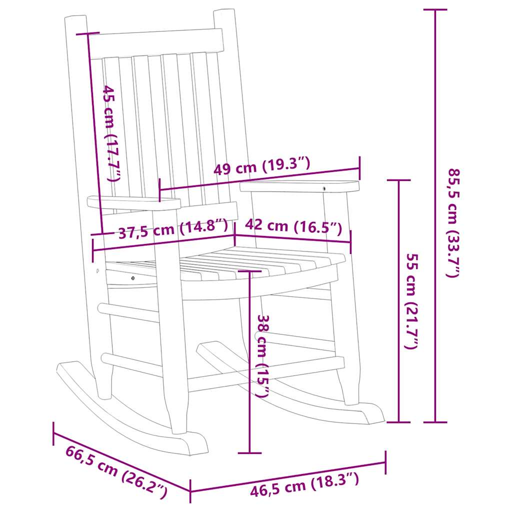 Mecedora para niños madera maciza de álamo blanca