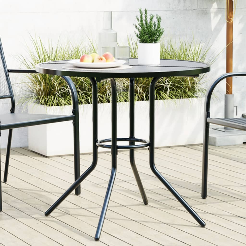 Round anthracite grey steel garden table Ø110x72.5 cm