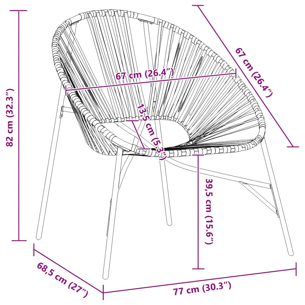 Silla de jardín con forma de huevo de ratán sintético negro