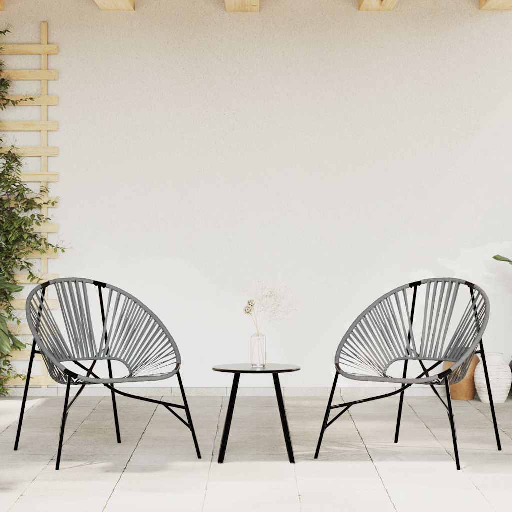 3-piece black synthetic rattan garden chair set