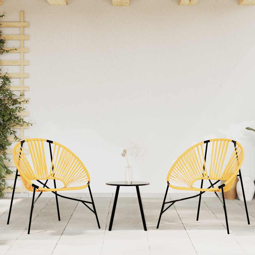 3-piece black synthetic rattan garden chair set