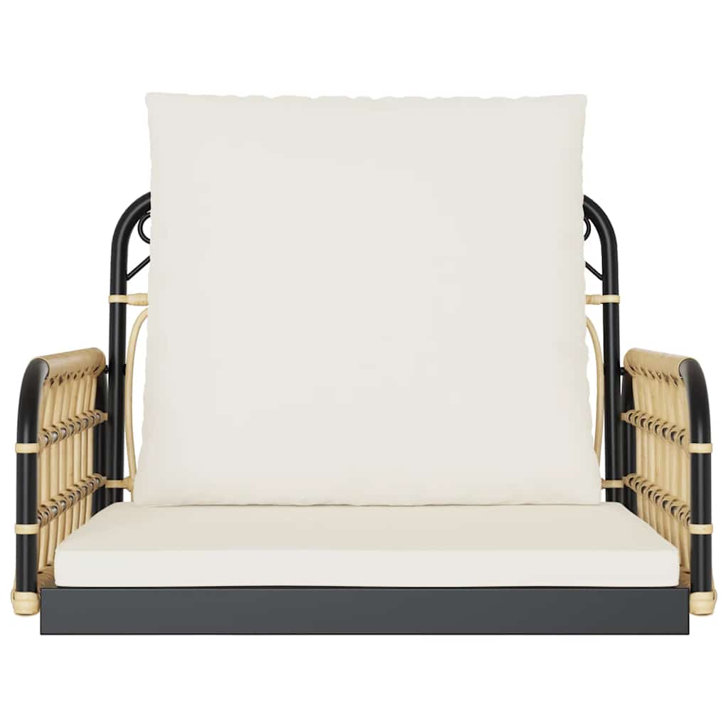 Silla columpio con cojines ratán sintético y acero 63x58x39 cm