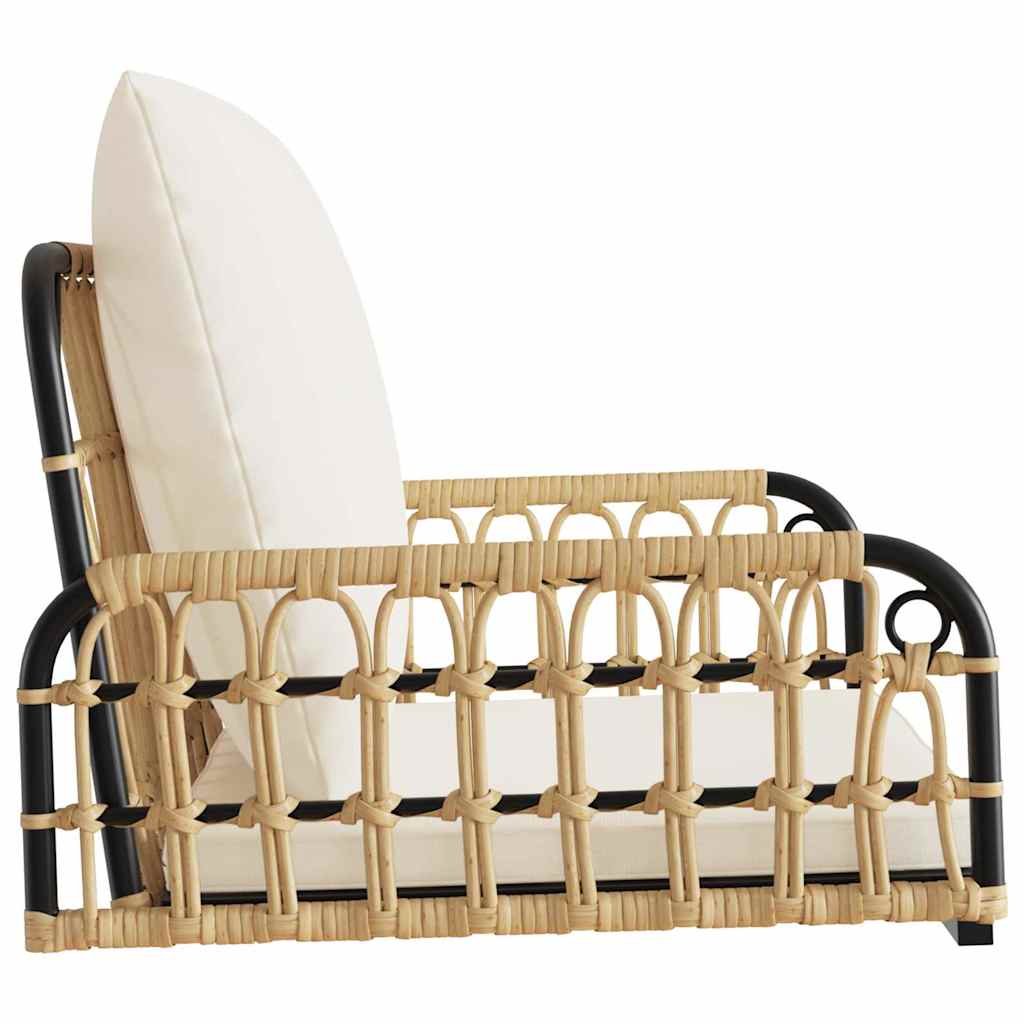 Silla columpio con cojines ratán sintético y acero 63x58x39 cm