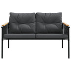 Banco de jardín con cojines acero negro 116 cm