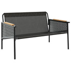 Banco de jardín con cojines acero negro 116 cm