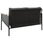 Banco de jardín con cojines acero negro 116 cm