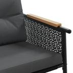 Banco de jardín con cojines acero negro 116 cm