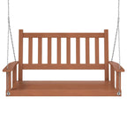 Banco columpio jardín con cadenas de metal madera abeto marrón