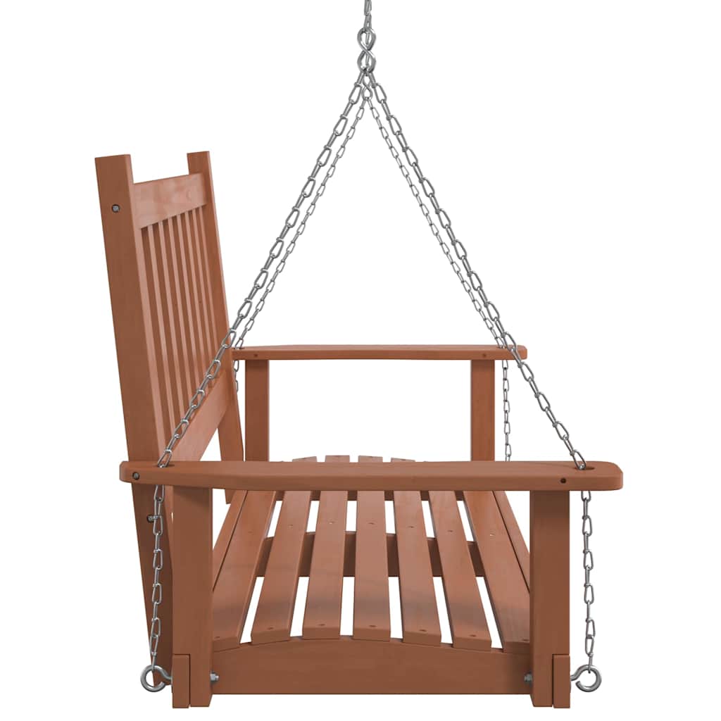 Banco columpio jardín con cadenas de metal madera abeto marrón