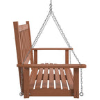 Banco columpio jardín con cadenas de metal madera abeto marrón