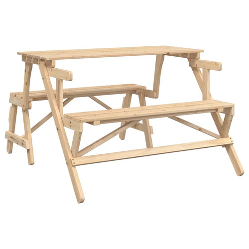 Convertible solid fir wood 2-in-1 picnic table and benches
