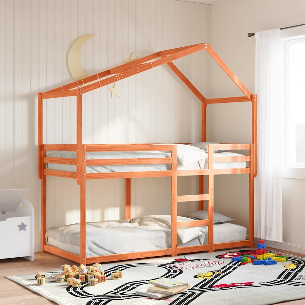 Techo de cama infantil madera maciza blanco 118x70x176,5 cm