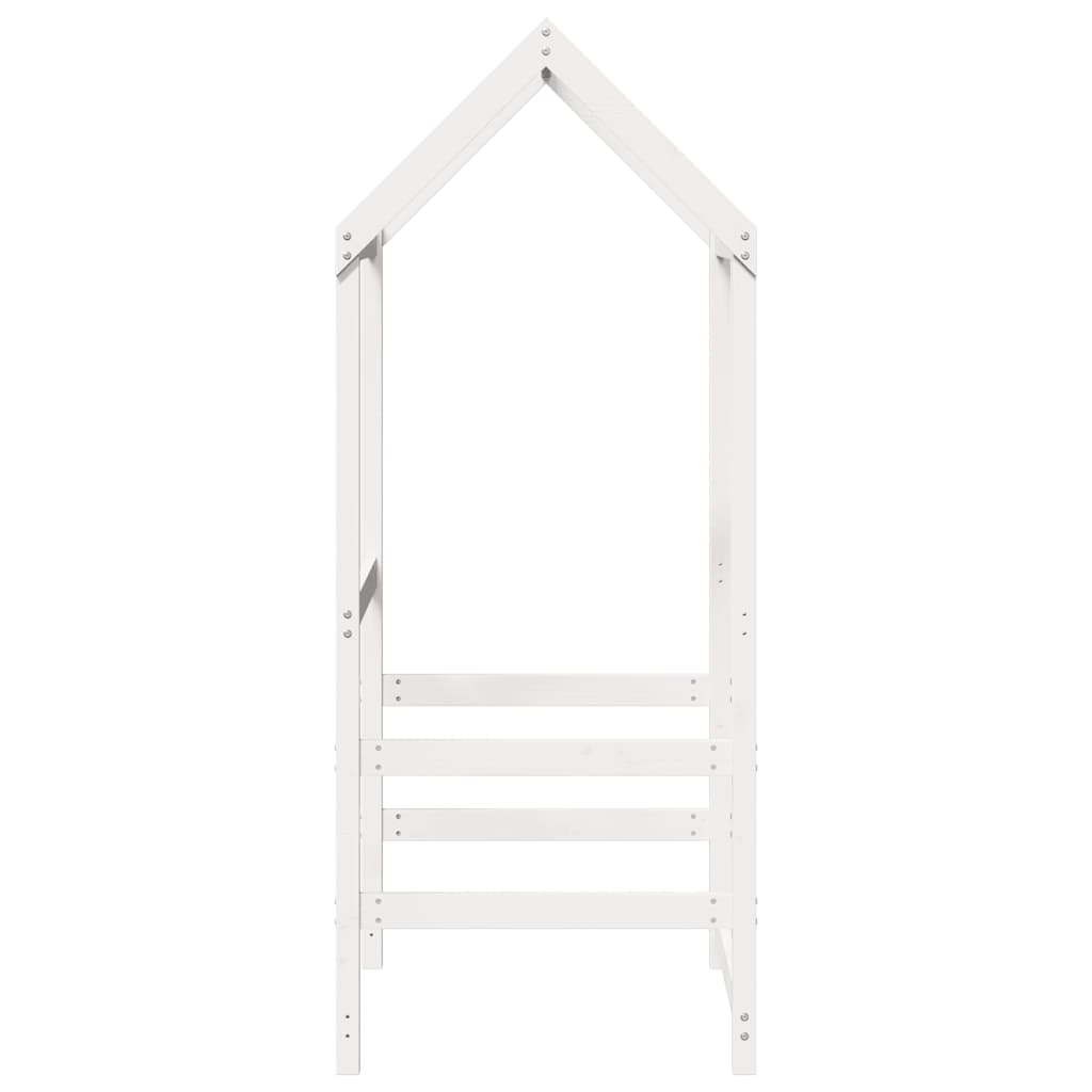 Techo de cama infantil madera maciza blanco 118x70x176,5 cm