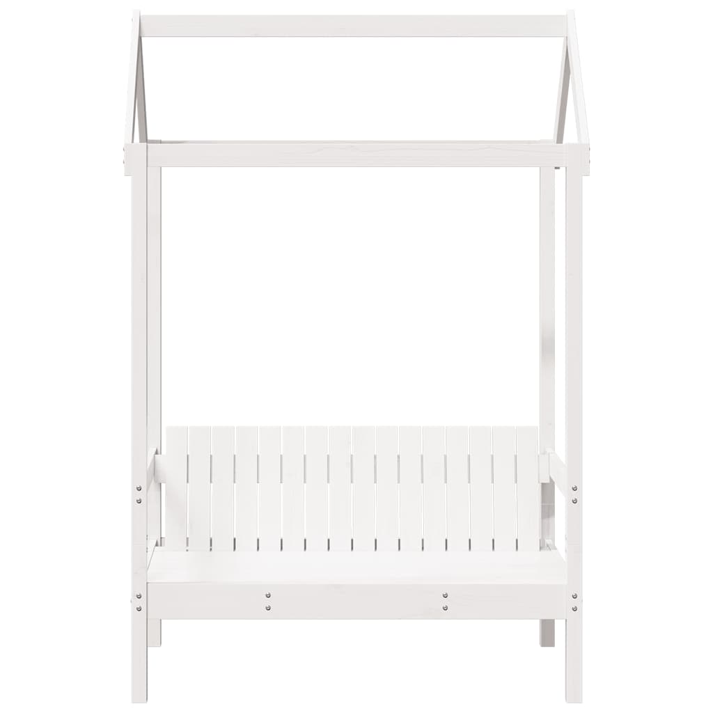 Banco con techo madera maciza de pino blanco 117,5x70x176,5 cm