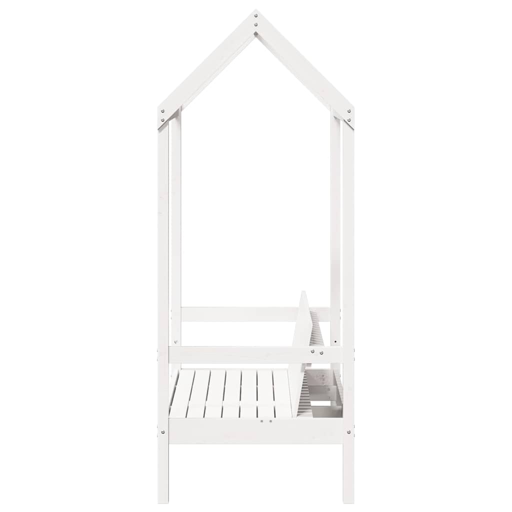 Banco con techo madera maciza de pino blanco 117,5x70x176,5 cm