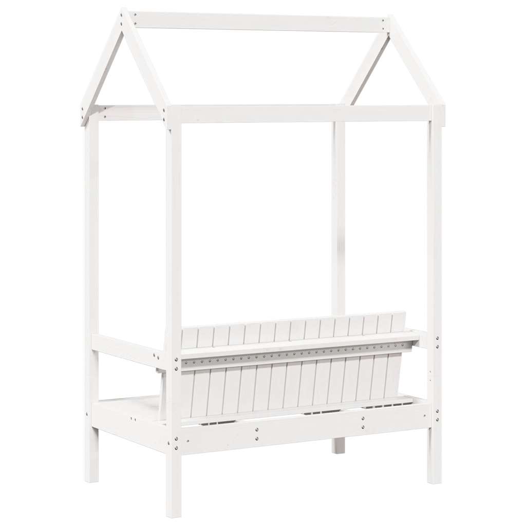 Banco con techo madera maciza de pino blanco 117,5x70x176,5 cm