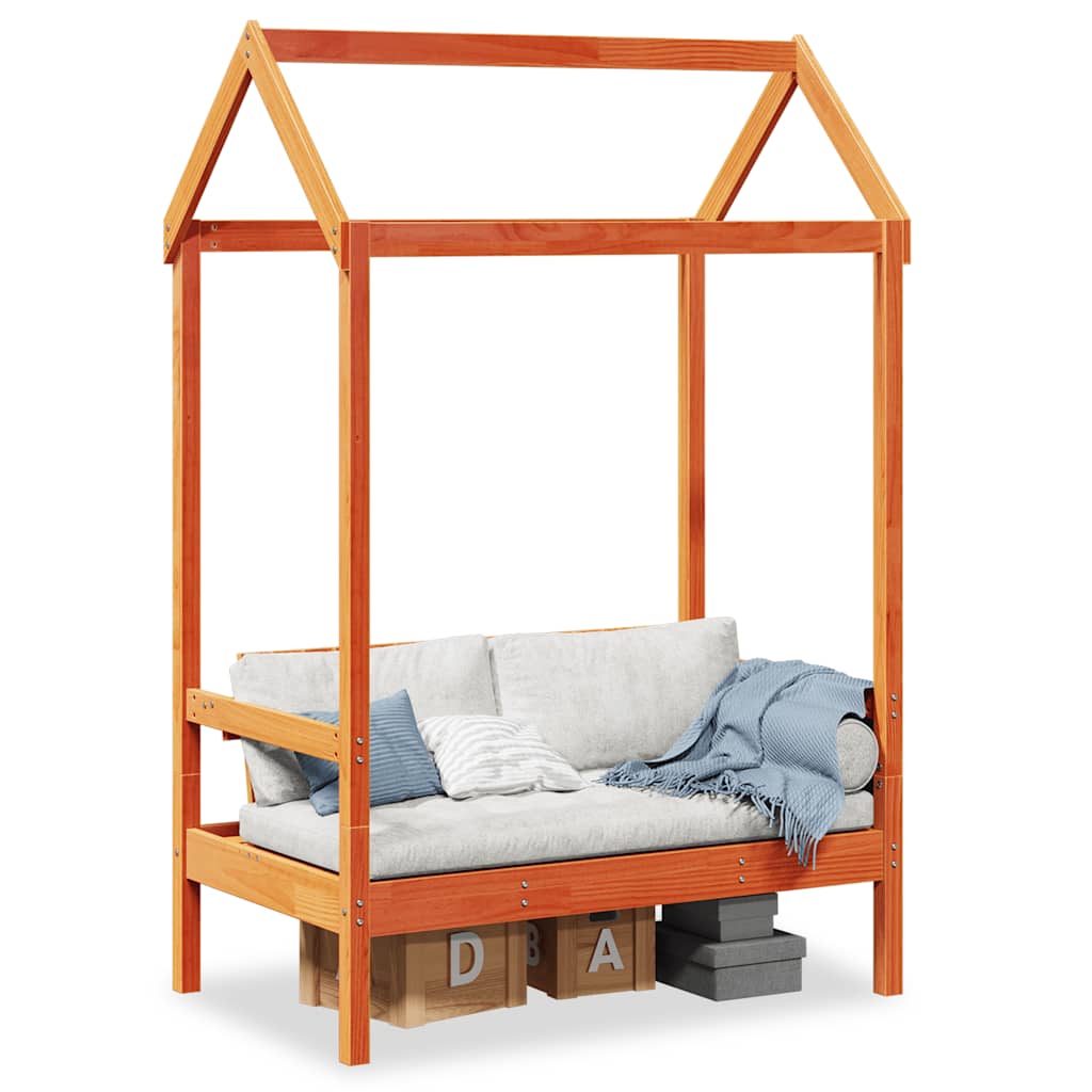 Banco con techo madera maciza de pino blanco 117,5x70x176,5 cm