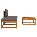 Conjunto de sofá de jardín de 3 piezas con cojines de madera de acacia y cuerda