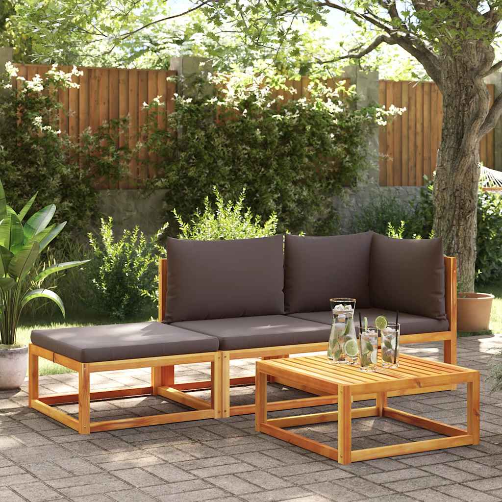 Sofá de jardín con cojines de 2 plazas de madera de acacia y cuerda