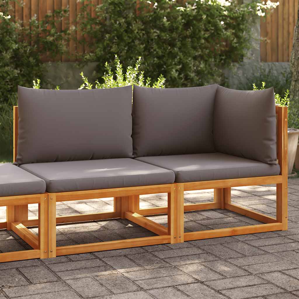 Sofá de jardín con cojines de 2 plazas de madera de acacia y cuerda